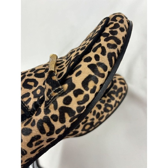 J McLaughlin Dillon Loafers Animal Print Black Brown 6.5 Gold Hardware Pony Hair - Picture 11 of 12